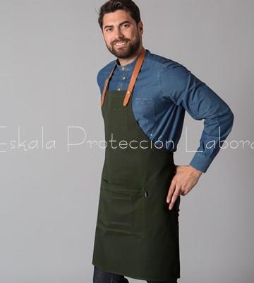 1564 DELANTAL PETO CAQUI CON CINTA DE CUERO - Imagen 1