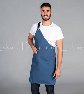 1567 DELANTAL CRUZADO AZUL PETRÓLEO - Imagen 1