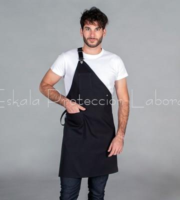 1567 DELANTAL CRUZADO NEGRO - Imagen 1