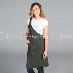 1567 DELANTAL CRUZADO VERDE CAQUI - Imagen 1