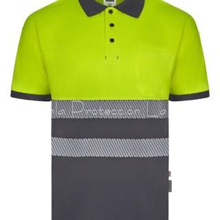 305533 POLO BICOLOR MANGA CORTA BANDA SEGMENTADA - Imagen 1