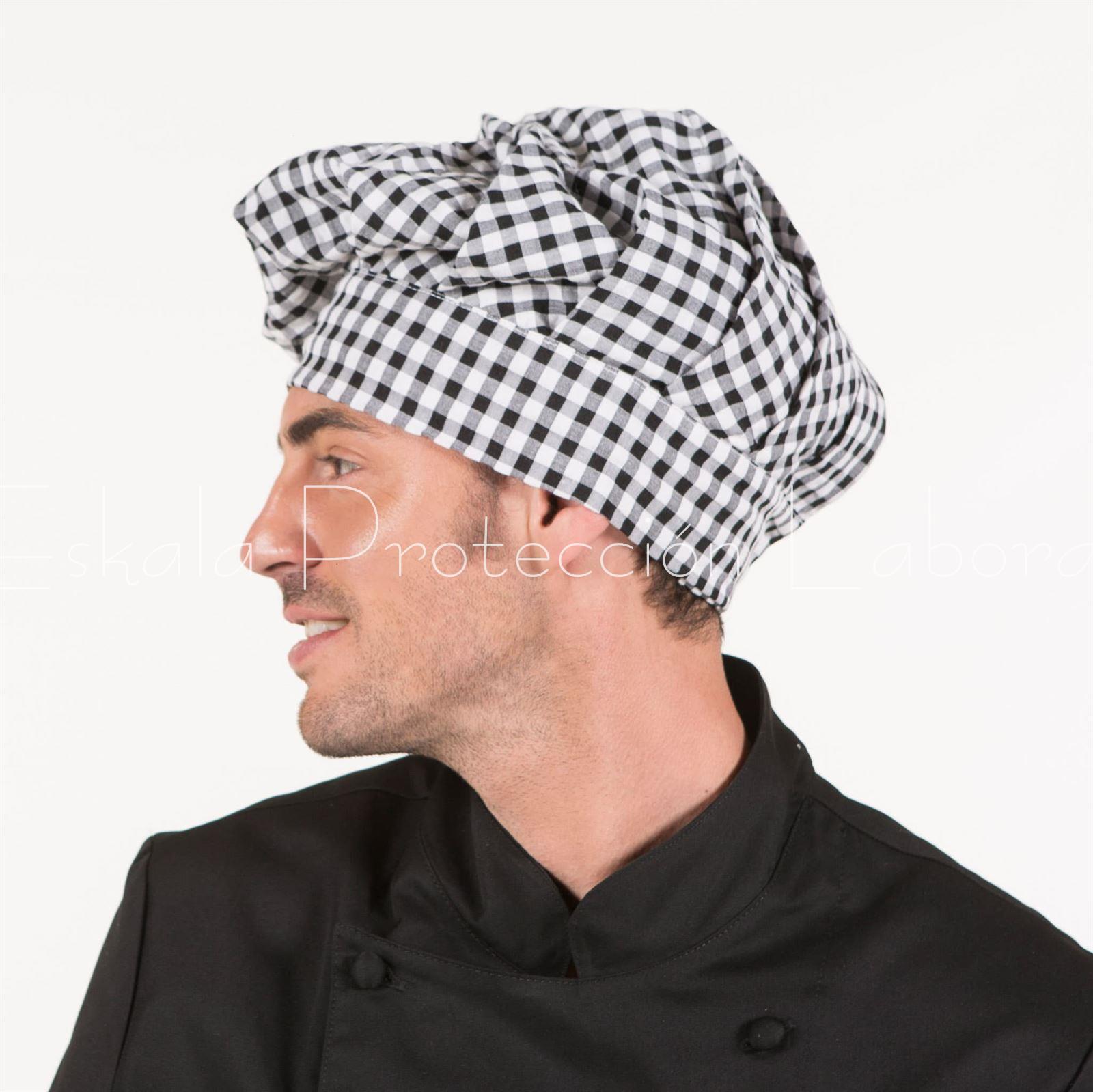 4493 GORRO CHEF VICHY NEGRO - Imagen 1