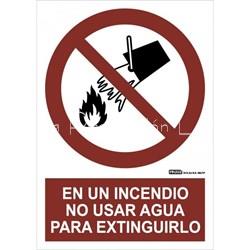 Señal en un incendio no usar agua para extinguirlo - Imagen 1