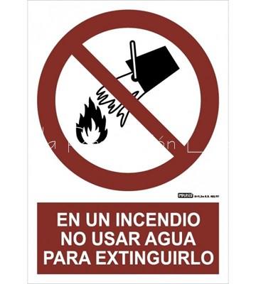 Señal en un incendio no usar agua para extinguirlo - Imagen 1