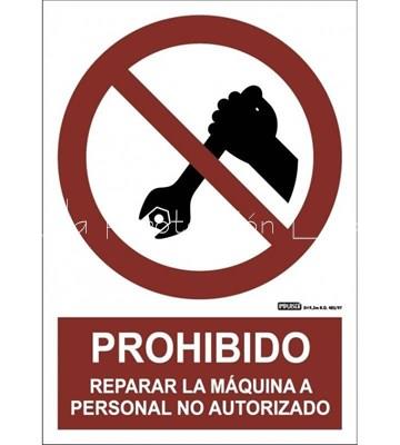Señal prohibido reparar la máquina en funcionamiento - Imagen 1